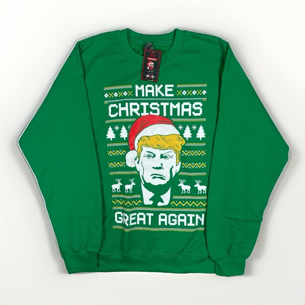 Trump Make Christmas Great Again Gilman Christmas Sweatshirt Green Large
